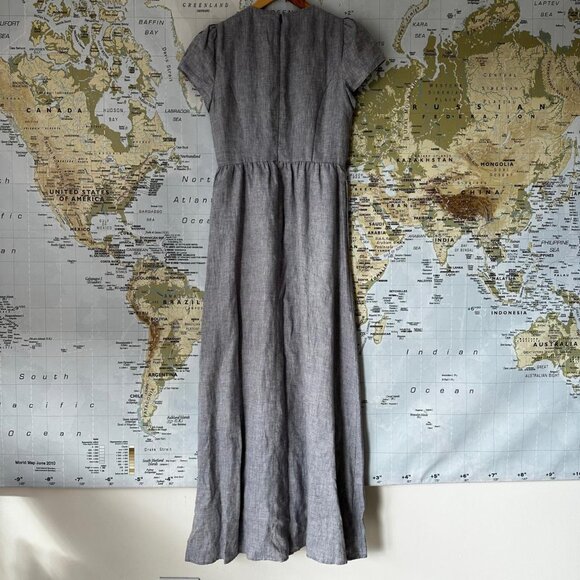 Reformation Blue Linen Puff Sleeve Maxi Dress - Picture 6 of 9